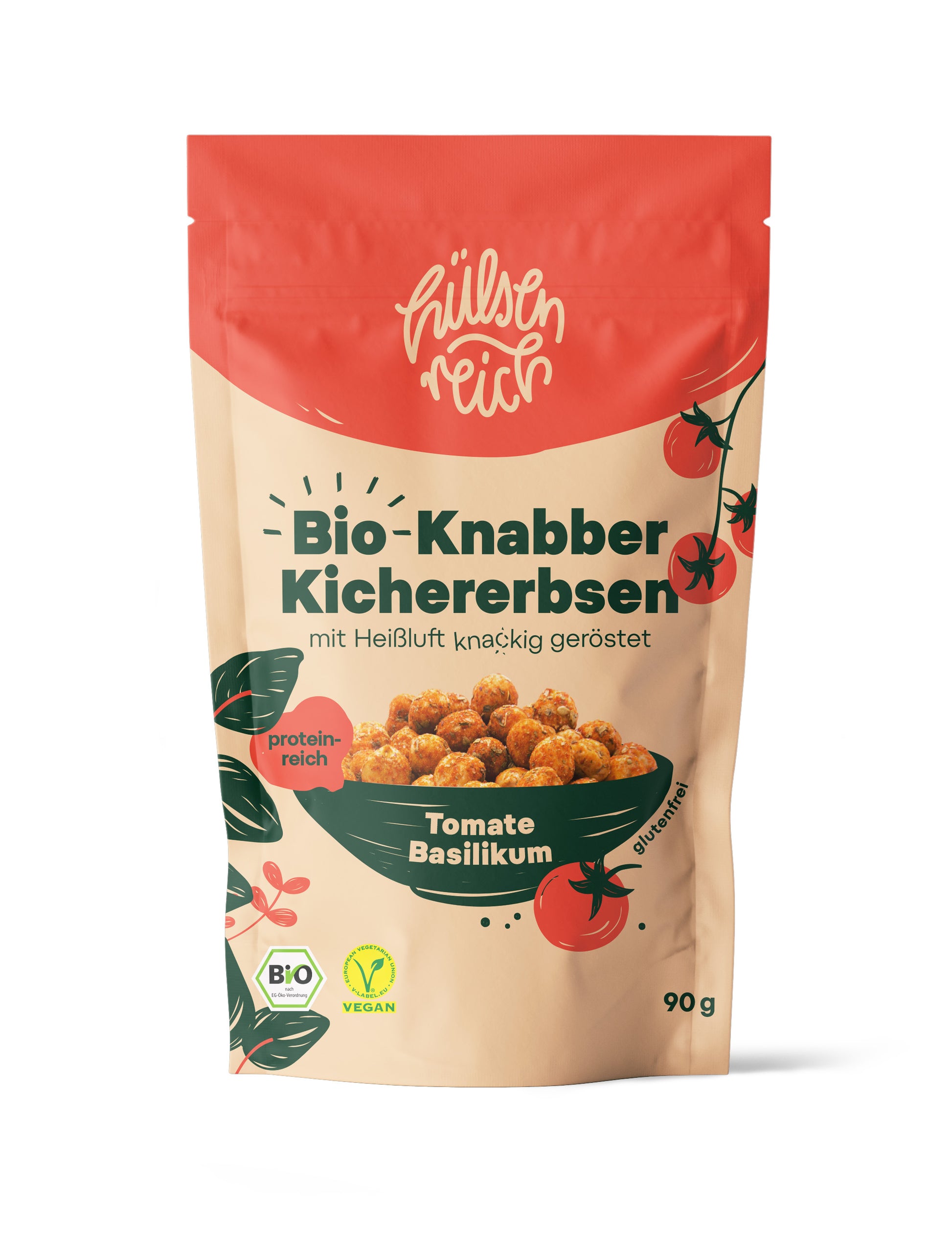 Hülsenreich - Bio Knabber-Kichererbsen Tomate Basilikum