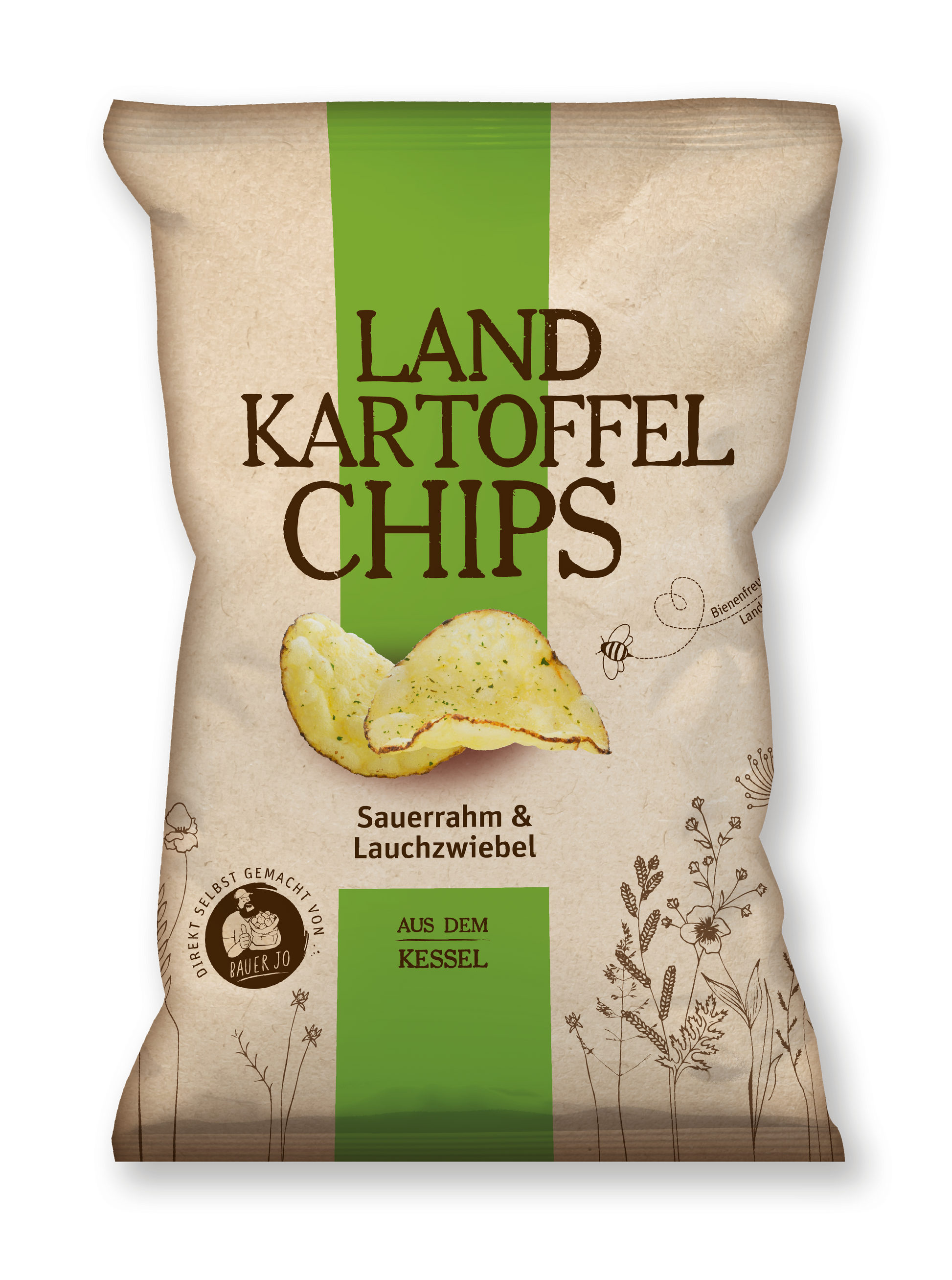 Landkartoffelchips aus dem Kessel Sauerrahm & Lauchzwiebel