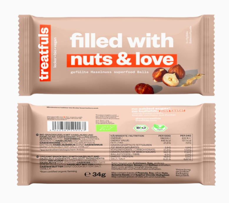 treatfuls gefüllte Haselnuss superfood Balls